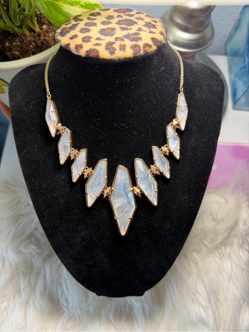 Kendra Scott Gold-Tone White Opal Point Bib Necklace